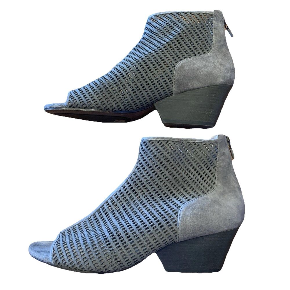 Eileen Fisher Suede Leather Bootie Boots Shoes Sz 9 Block Taupe Boho Western